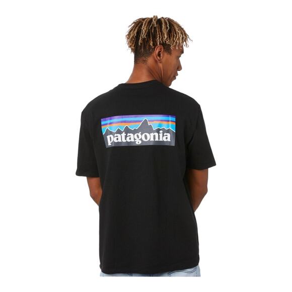 Patagonia Mens P6 Logo Responsibili Black Tee - Picture 1 of 4